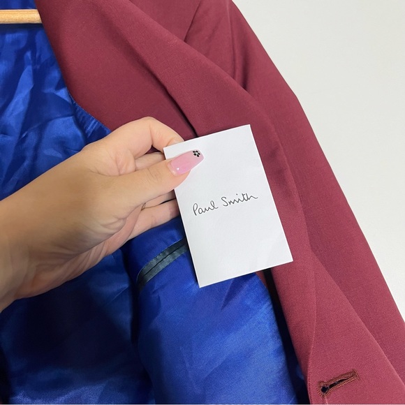 Paul Smith Mens soho fit wool mohair burgundy red blazer suit jacket - Picture 5 of 7